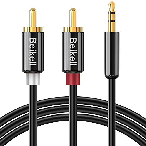 Beikell Câble RCA Jack Audio 2M, Stéréo Jack 3.5mm Mâle vers 2 RCA Mâle Y Auxiliaire Audio Câble pour Téléphone/iPhone/iPod/Amplificateur/Enceinte/HDTV/Cinéma Maison/vidéoprojecteur et etc.