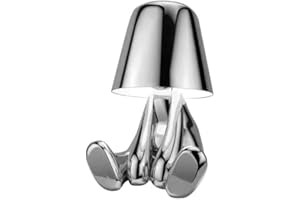 ‎LUXUS Luxus Bins Brother Tischlampe - Silber - Mr Where - Goldmännchen - Dekoratives Accessoire - Wohnzimmerdekoration - Schlafzimmerdekoration - Tischdekoration - Dekorative Tischlampe - Wohnaccessoire