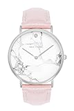 New Trend Unisex Armbanduhr Damen-Uhr Herren-Uhr Analog Quarzwerk Leder-Armband Chronograph mit Dornschließe Marmor