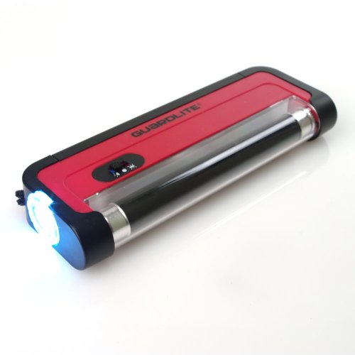 UV Handlampe Guardlite 1 Schwarzlicht Röhre 365nm mit Trageschlaufe und Taschenlampe (ohne Batterien: 4x AA) – für UV Stempelfarbe, UV Leuchtfarbe, Schwarzlichtfarbe, Geldprüfgerät, Einlasskontrolle Diskotheken und Events, Banknoten, Hygienekontrolle (Urin), Fluoreszenz (langwellig) bei Mineralien und Fossilien, Briefmarken, Ausweise, Führerscheine, Passkontrolle, Dokumente mit UV Markierungen - 2
