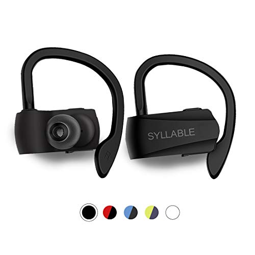 Auriculares Bluetooth Deportivos, Syllable D15 Auriculares Inalámbricos Estéreo para Deportes Bluetooth 5.0 Manos Libres con Micrófono Dual con Ganchos de Orejas para iPhone y Andriod (Negro)