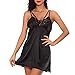 Produktbild MOIKA Damen Lace Nachthemd, New Frauen Dessous Nachthemd Spitze Versuchung Push up Unterwäsche Set Nachtwäsche(EU34/M,Schwarz)