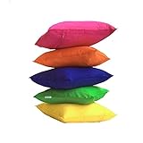 CIDIZY Dupion Silk Plain Multicolour Cushion Cover (16x16-inch) - Set of 5