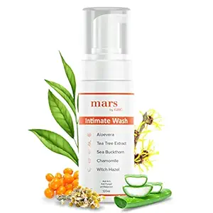 Mars by GHC Natural Intimate Wash for Men-Anti Bacterial, Anti Itch, Anti Odour | Better Private Parts Hygiene| pH Balanced Intimate Hygiene Wash with Aloe Vera, Tea Tree |120 ml