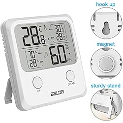 SINZON Thermomètre/Hygromètre Intérieur, Température Humidité Numérique Électronique,℃/℉Commutable, Mémoire de Max/Min, Indication du Niveau de Confort,3 Façons d'utiliser pour Maison -Blanc