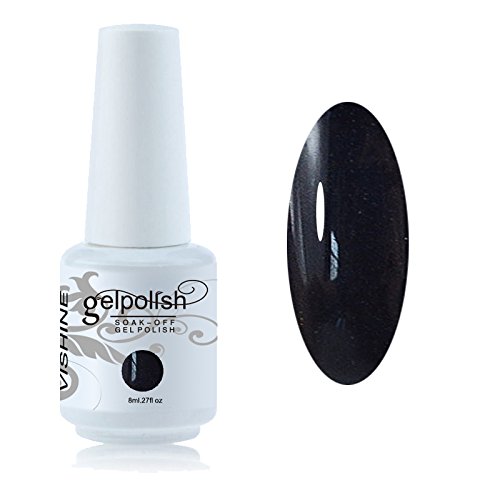 Vishine 8ml Gelpolish Manicure Salon UV LED Soak Off Gel Nail Polish Varnish Color Black #1350
