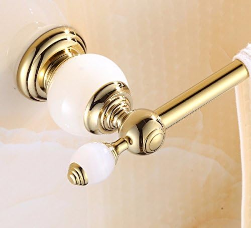 GBHNJ Towel Bars Wall-Mounted Bathroom single Rods jade stone With hooks Gold color