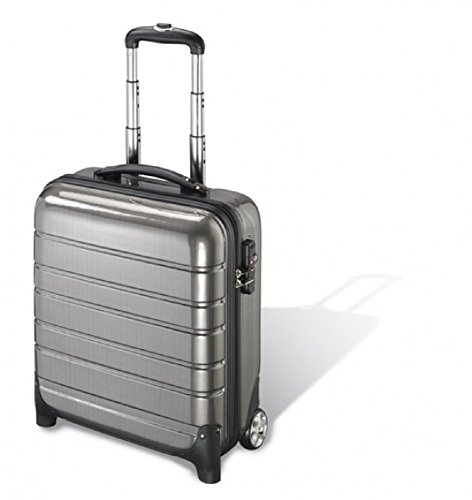 Business Trolley, Laptopkoffer, Laptopkoffer mit Rollen hochwertiges Polycarbonat carbon silber, erhältlich auch in schwarz von FIHA-Promotion - 3