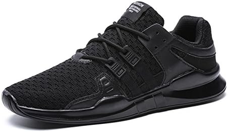 luwell Mens Mesh Trainers Lace Up Lightweight Sports Running Shoes Casual Fashion Anti-Slip Sneakers 43 Black