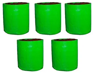 GROWTOP HDPE Terrace/Kitchen Gardening Round Shape Grow Bags - 15INCH  15INCH (Pack of 5)