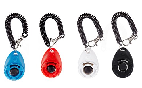 Joyoldelf-4pcs-Pet-Trainer-Clicker-Dog-Training-Aid-and-Lead-Tool-with-Wrist-Strap-for-Recall-and-Obedience-Training