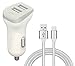 Price comparison product image Sweet Tech Car Charger 2.4A Adapter Dual Port USB Lighter Cigarette + Micro USB Cable - WHITE for Gigaset GS100 / GS180 / GS185 / GS170