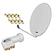 Produktbild HD Digital SAT Anlage 80cm ALU Spiegel Schüssel Hellgrau + Quad LNB für bis 4 Teilnehmer zum Empfang von DVB-S/S2 Full HD 3D Ultra HD (UHD) Signale + Stecker Gratis dazu im Set