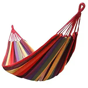 Rexez Cotton Striped Foldable Hammock (for Single Person) / Hanging Bed for Camping & Outdoor Activities (197 cm x 80 cm) - Multicolor