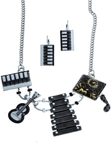 "Music" fant' Zi – Costume Set – Necklace – Enamel Multi coloured – 41 + 7 cm + Earrings Orei