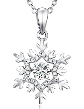 Kette Damen, 925er Sterling Silber, Halskette 3A Zirkonia Schneeflocken Anhänger Schmuck,Geburtstag Geschenk für...