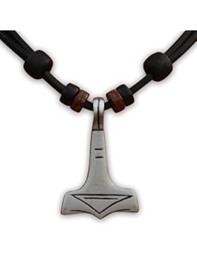 HANA LIMA ® Lederkette Thorshammer Thor Hammer Mjölnir Herrenhalskette