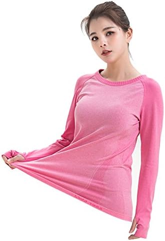 LWJ 1982 Ladies Long Sleeve Running Yoga T-Shirt Sports Tops for Women(Fuschia, M)