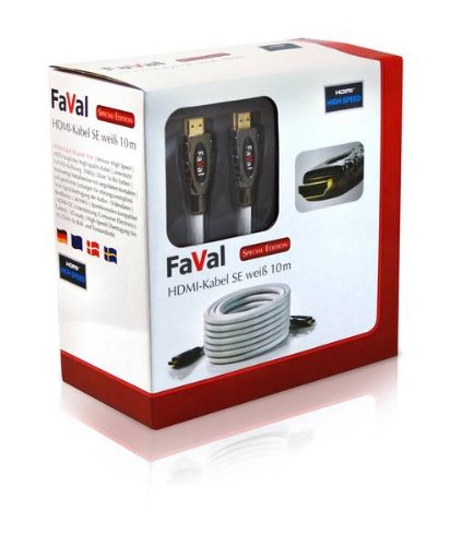 FaVal HDMI de alta velocidad-Cable de 10 m, blanco