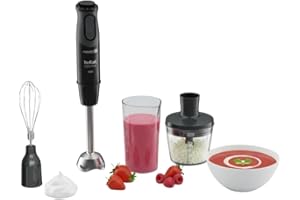 Tefal 3in1 Optichef Hand Stick Blender, 20 speeds and pulse, Powelix Blades Technology, 800ml beaker, 1000W, 500 ml Chopper, Food Processor, Dishwasher Safe Parts HB643842, Black