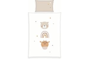 Herding Set di Biancheria da Letto, Little Friends, Federa 40 x 60 cm con Chiusura a Busta, Copripiumino 100 x 135 cm con Cerniera, 100% Cotone/Renforcé