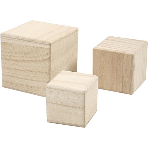 Cubi di legno, misura 5+6+8 cm, Paulownia, 3pz