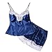 Produktbild Amphia - Satin-Pyjama-Spitzensling-Shorts Zweiteilige Unterwäsche,2 STÜCK Dessous Frauen Babydoll Nachthemd Nachthemd Nachtwäsche Unterwäsche Set(Blau,L)