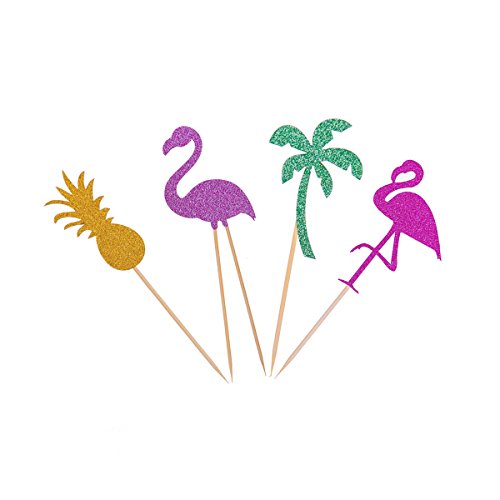 OUNONA 12 Stück Hawaii Cake Toppers Flamingo Ananas Deko Picker - 2