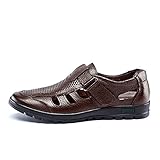  Hombres pies Cerrados Sandalias de Verano de Cuero Hollow Zapatos de Negocios al Aire Libre Casual Zapatillas Slip on Flats