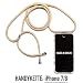 Produktbild HAENGER by MATES IN BERLIN Handgefertigte Designer Handy-Kette für Apple iPhone inkl. Schutzhülle - Handy-Band Handy-Seil Handy-Tasche Umhänge-Band Necklace (iPhone 7/iPhone 8, Beige)