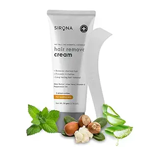 Sirona Hair Removal Cream for Women, Sensitive Skin - 50 gm | with Aloe Vera, Vitamin E & Shea Butter | Ideal for Bikini Line ,Underarm, Legs