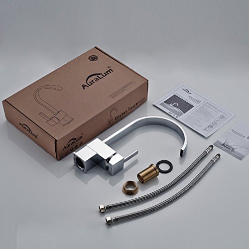 Auralum® Design Wasserhahn Hoher C-Auslauf Spültischarmatur Einhandmischer Küche Spüle - 6