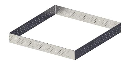 De Buyer 3099.22 Cercle à Tarte Perforé Carré Valrhona - inox - Bord Droit - ht. 2 cm - 20 x 20 cm