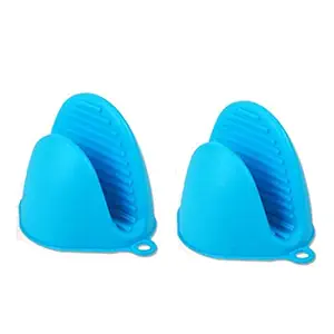 Syga Set of 2 Silicone Pinch Grip Mitten Oven Mitt Gripper Grip Kitchen Potholder Utensil Tool(Blue)