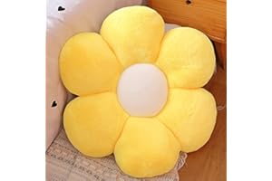 Morbuy Cojín de Peluche con Forma de Flor, Felpa Grueso Cojines para Sillas Cojín de Asiento, Nórdico Hogar Decorar para Oficina Sillas, Sofa, Rincón de Lectura, Habitación (B. Amarillo,50 x 50 m)