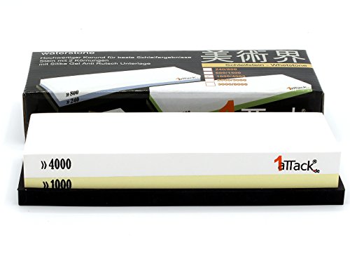 Schleifstein Set (5 Stück = 10 Körnungen) 240 – 600 – 800 – 1000 – 1500 – 2000 – 3000 – 4000 – 5000 – 8000 Körnung, Wasserstein Wetzstein aus hochwertigem Korund mit rutschfester Naturkautschuk Unterlage - 8