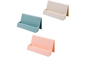 Adipn 3 Pcs Business Card Holder Plastic Name Card Case Business Card Rack for Women Men Office Supplies, Red