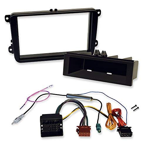 Mascherina autoradio 2 DIN per SET da incasso e 1 DIN con, scomparto, Quadlock su ISO Radio Adapter, Adattatore antenna con alimentazione phantom e Fakra attacco per molti modelli auto e Transporter