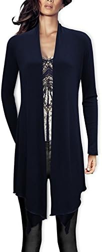 Black Butterfly Long Drape Waterfall Cardigan (Midnight Blue, UK 22 - 24)