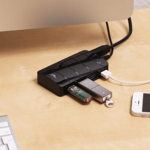 CSL – 4 Port USB 3.0 HUB Aktiv (SuperSpeed) | inkl. Schnelladefunktion (Fast Charging Port) | bis zu 5 GBit/s | aktiv sowie passiv | schwarz - 4