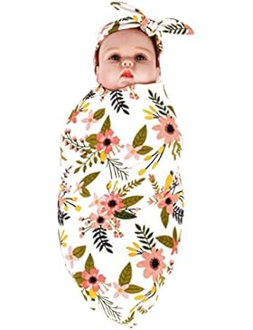 Le feuilles Swaddle Sack Neugeborene Baby Schlaf Floral Decke Tüchern mit Haarband Set