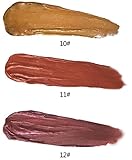 Lippenstift, CICIYONER Lulaa Wasserdichter Schimmer Lip Gloss Makeup Langlebig Glitzer Metallic Lippenstift Liquid (12#) - 2