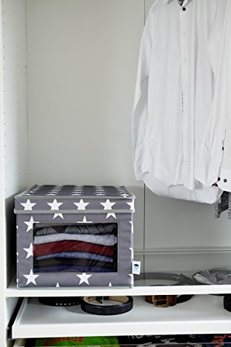 STORE.IT 671008 XL Aufbewahrungsbox, Storage Box, mit Sichtfenster, aus reßfestem Polyester 52x35x28cm, grau - 3