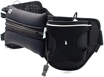 Sports Waist Bag by WUJI, with Water Bottle holder (bottle not Included), Multi-functional Marathon Pocket, for iPhone, iPod, Samsung and Other Smartphones up to 6 inch-Black