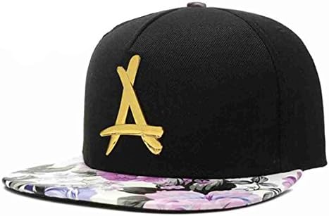 A for Alumni Hip-Hop Adjustable Snapback Baseball Caps in Various Designs (Two Tone Black Floral)