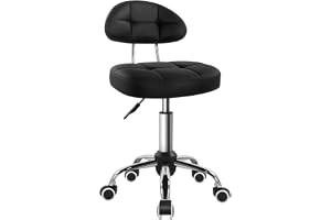 BFTOU Black Square Minimalist Swivel Stool with Wheel Perfect for Work SPA Shop Massage Height-Adjustable and Cost-Effective Rolling Stool Chair with Back