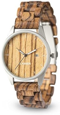 LAiMER wooden watch ULLI โ mens wristwatch made of 100% Zebrano wood and stainless steel case for a unique combination of real nature and luxury lifestyle โ natural, noble, South Tyrol