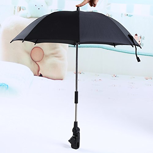 Stroller Umbrella Bicycle Wheelchair Pushchair Baby Umbrella holder Bracket Pram Swivel Connector Adjustable Length Angle Umbrella Stand Parasol UV Rays Rain Sun Canopy (Black)