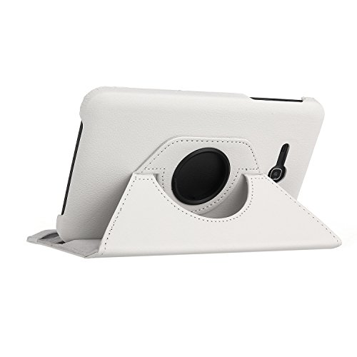 EnGive 360° Drehbares Ledertasche Schutzhülle Leder Tasche Samsung Galaxy Tab 3 7.0 Lite T110 T111 (7 Zoll) Hülle (Samsung Galaxy Tab 3 7.0 Lite, Weiß) - 3