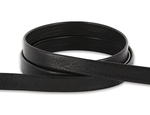 AURORIS - 1m weiches flaches Nappalederband gefaltet 10x1,5mm Farbe: schwarz